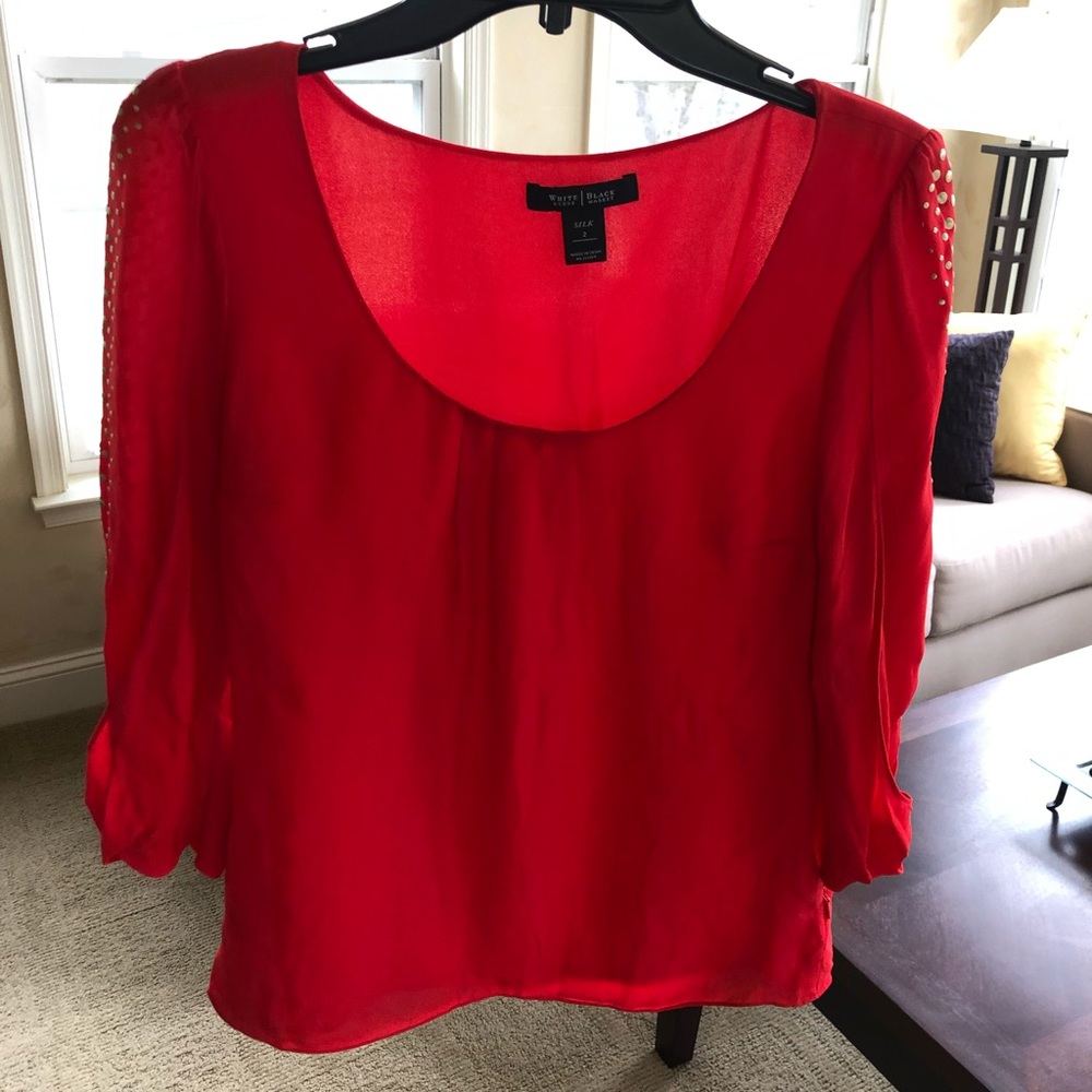 WHITE HOUSE BLACK MARKET- blouse w/ gold detail